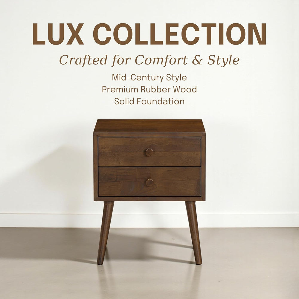 NTC Lux Nightstand with 2 Drawers, Featuring Adaptable Design, 150 lbs Load C...