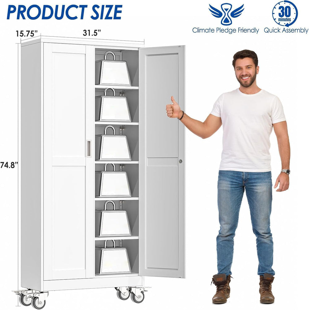 GAIOUS Metal Garage Storage Cabinet with Lock, Steel Tool Cabinet with 2 Door...
