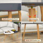 Bamboo Nesting Coffee Tables - Small Coffee Table for Living Room, Set of 2 Triangle End Table Modern Side Table for Bedroom Apartment Balcony Yard Small Spaces, (White & Gray)