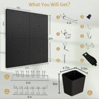 FZK Pegboard 32"*32",Black Pegboard 4pcs and 46 Peg Board Hooks with Strong Ribs Back Holds up for 200Ib,Peg Board Organizer for Walls for Garage Workshop Office