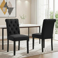 Velvet Dining Chairs Set of 2 Upholstered Dining Room Chairs Modern Tufted Accent Chairs Wooden Parsons Side Chairs for Home Kitchen Resturant, Black