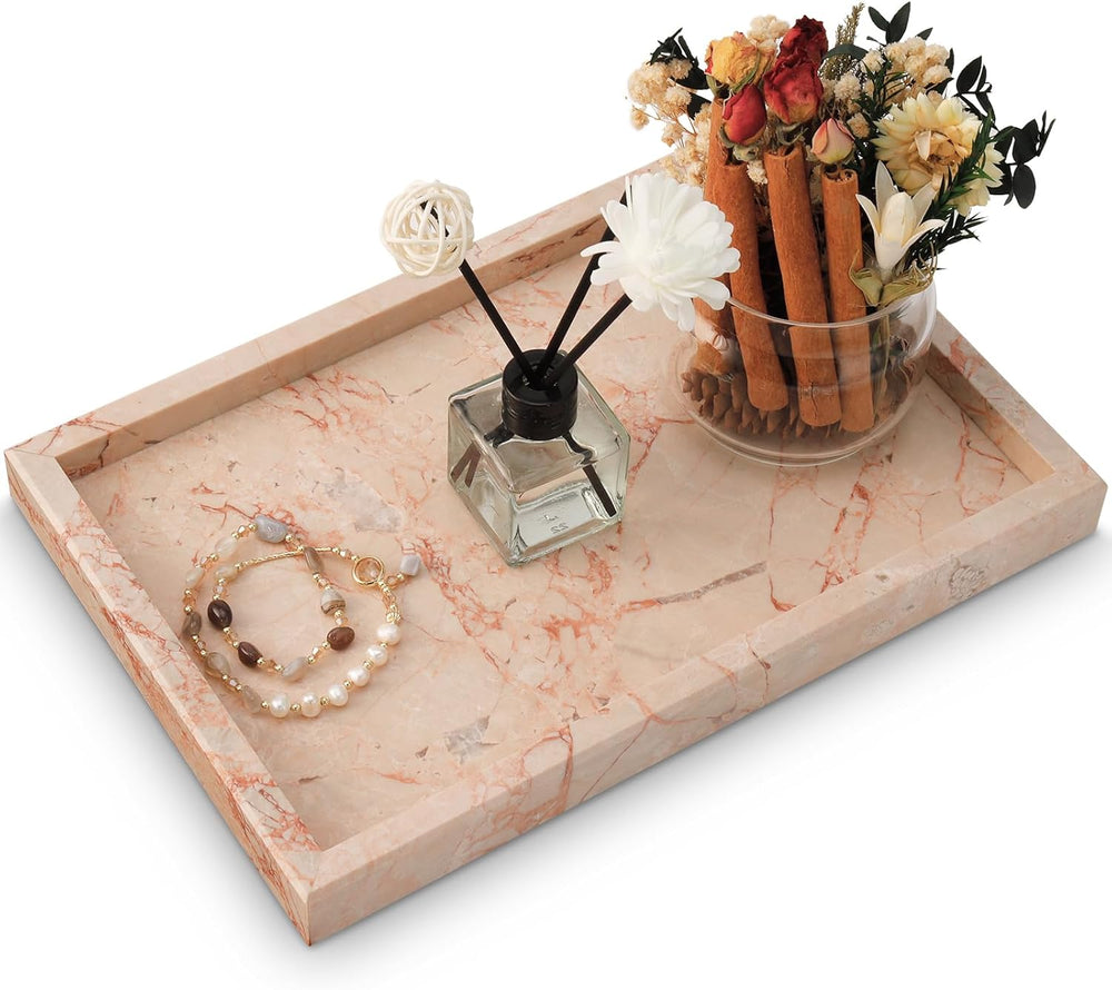 Marble Bathroom Tray,Pure Natural Vanity Tray,Marble Trays for Kitchen Counte...