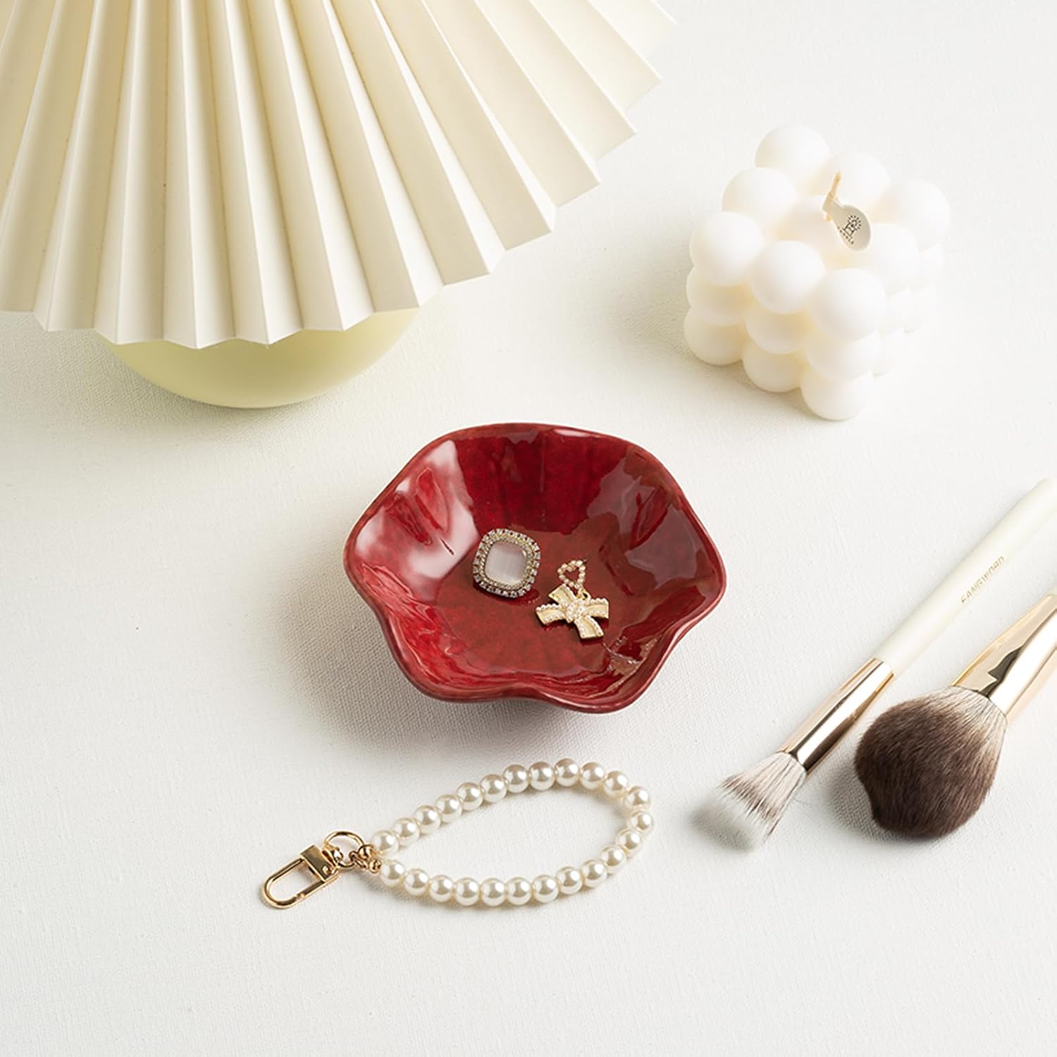 Ceramic Ring Dish, Jewelry Trinket Tray for Rings and Earrings | Keeps rings, earrings and other small jewelry in one easy-to-find place on a nightstand, vanity or bathroom counter.