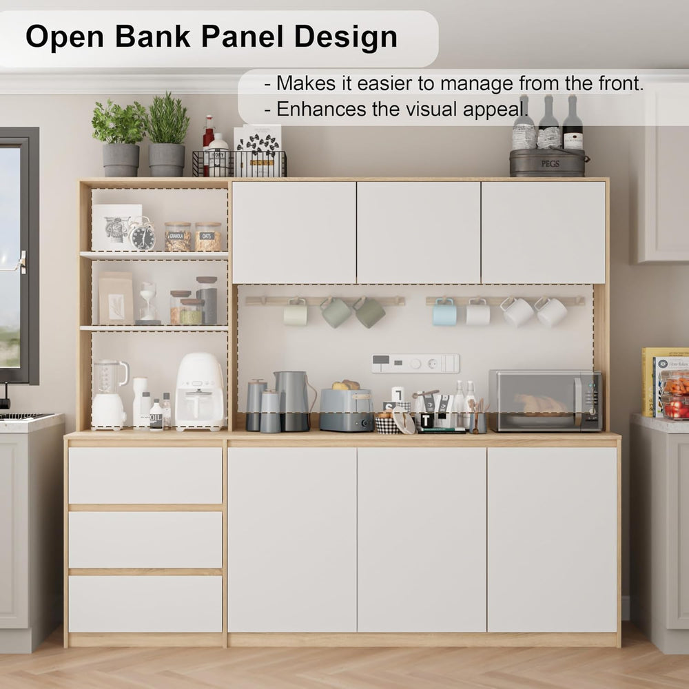 Mekminop Extra Large Kitchen Pantry with Microwave Shelf, Kitchen Hutch Stora...