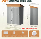 5x3FT Multi-Used Shed & Outdoor Storage Shed with Lockable Door, Compact Metal Tool Shed for Garden, Backyard, Patio, Utility, and Various Storage Shed(Matte Gray)