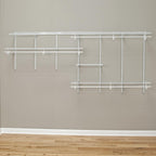 ClosetMaid ShelfTrack Wire Closet Organizer System, Adjustable from 7 to 10 Ft., With Shelves, Clothes Rods, Hardware, Durable Steel, White