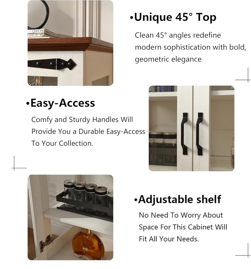 FOREST GRAVITY 31.5'' Small Display Buffet Cabinet with LED and Glass...