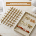 Large Velvet Jewelry Tray 2 Pack Stackable Jewelry Display Drawer Inserts Trays Organizer for Earring Bracelet Necklace Ring (Beige, 48 Grids)
