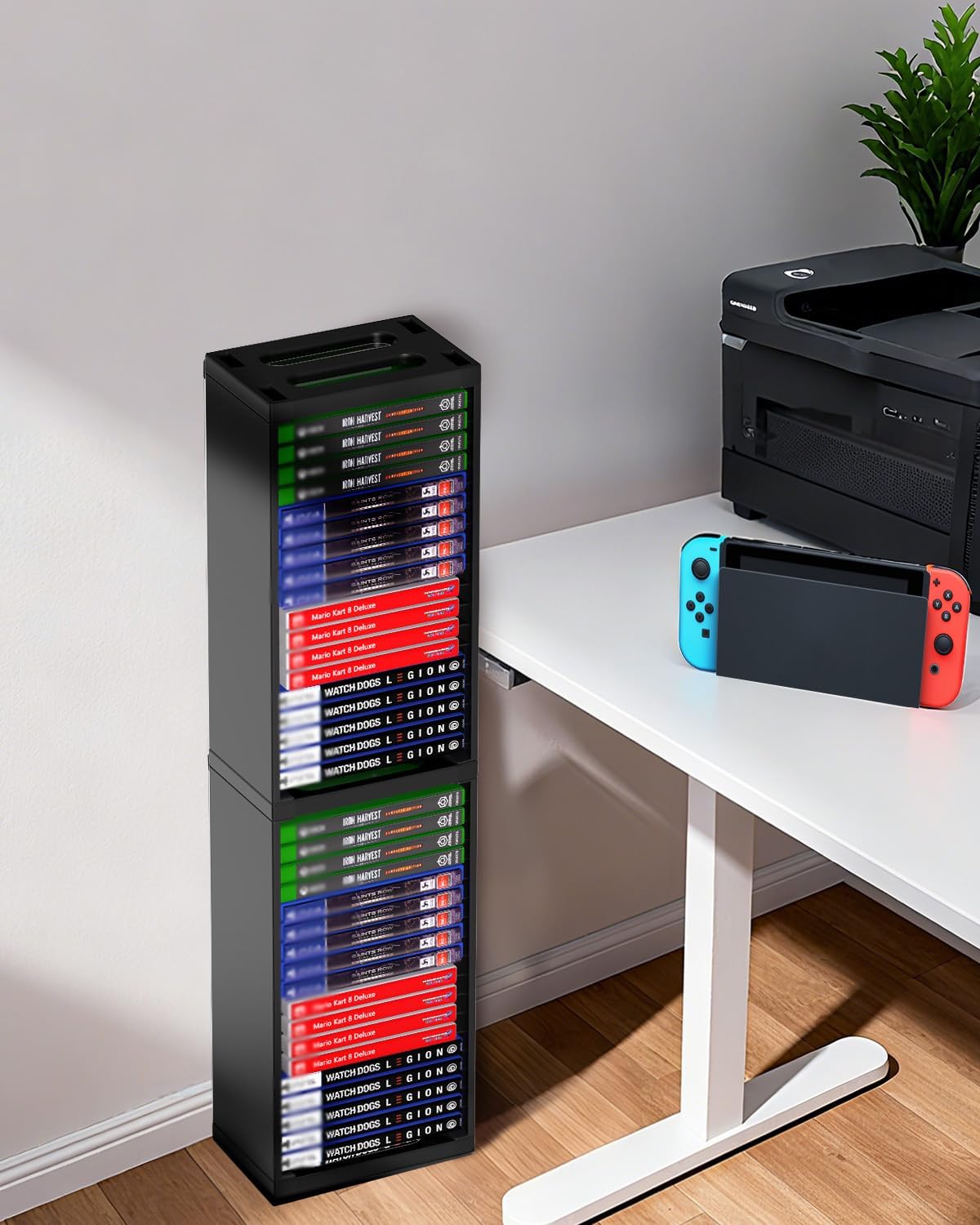 Nargos Video Game Storage Stand Tower for PS5/PS4/PS3/Xbox Series S & X/Xbox One, Universal Game Disc Holder Vertical Blu Ray Case Organizer, Black