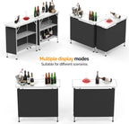 VINGLI Portable Bar Table, 3-Tier Shelves, Mobile Bar Table for Events, Party, Camping, Picnic, Tradeshow, Indoor with Black Skirt, 39 "L x 34" H