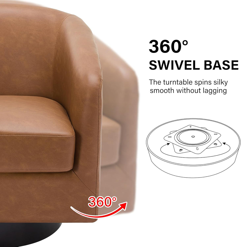 Swivel Barrel Accent Chair, Modern Round Chenille Fabric Arm Chair for Living...