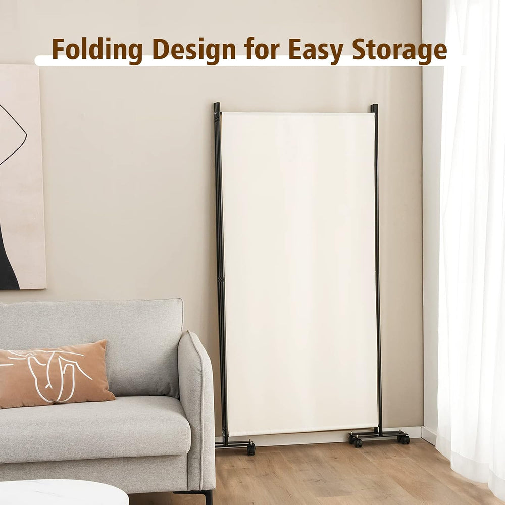 GOFLAME 3 Panel Folding Room Divider, 6FT Rolling Privacy Screen with Lockabl...