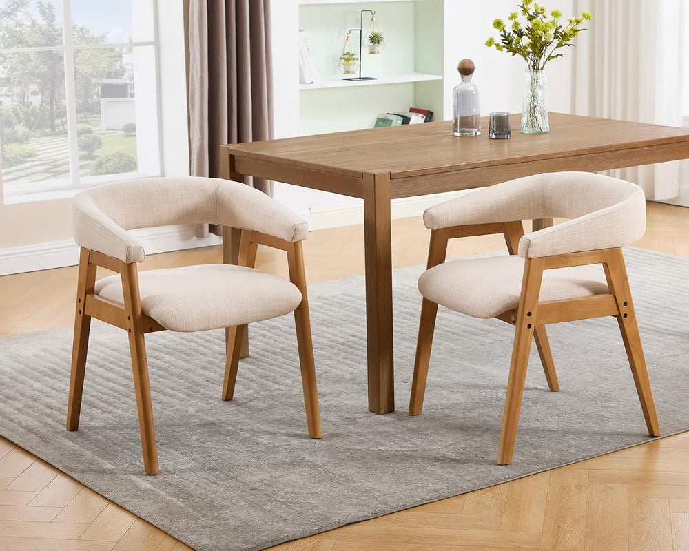 CIMOTA Modern Barrel Dining Chairs with Arms Set of 2, Upholstered Fabric Kit...