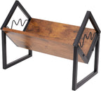 Wood Metal Vinyl Record Holder Stand,Records Storage with 40-50 LP | Heavy Duty Record Holder for Vinyl Albums Black