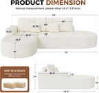 112" Modular Curved Cloud Couch, Oversized Couches for Living Room, Modern Boneless Sectional Sofa with Deep Seat, Foam Couch, No Assembly Required, Beige, 1PCS