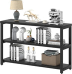 EXCEFUR Industrial Entryway Table, 3 Tier Console Table for Living Room, Wood Sofa Table for Hallway Behind Couch (47 Inch, Modern Black)