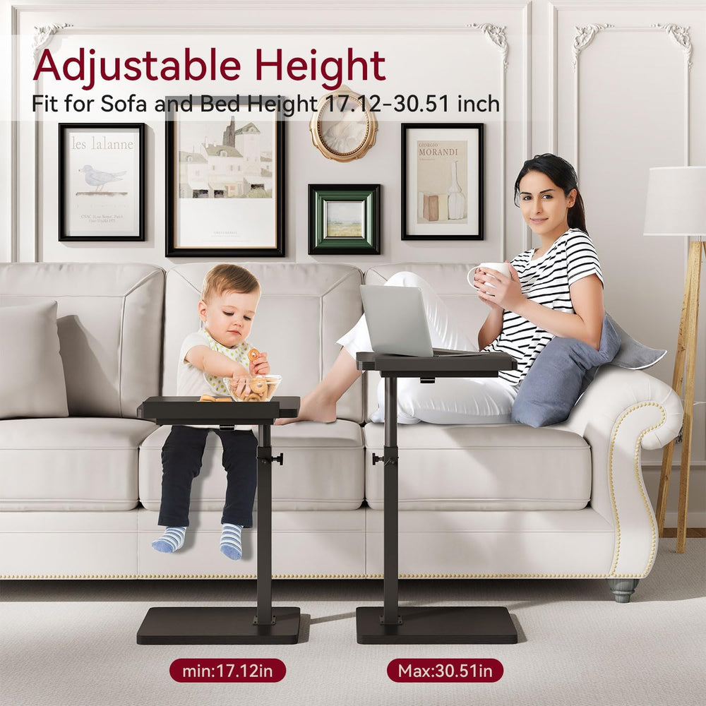 IBUYKE C Shaped Side Table, Angle Adjustable, 360° Swivel Height Adjustable E...