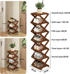 YYW Shoe Rack, Foldable Bamboo Shoes Shelf, Freestanding Shoe Storage Organiser for Entryway, Bedroom, Closet, Hallway, (Brown, 3 Layers, 25)