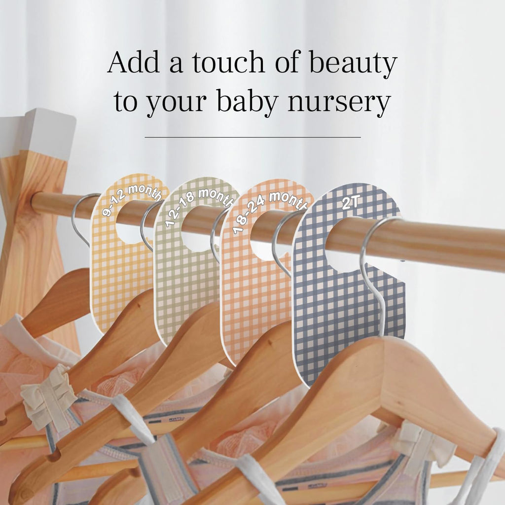 Eli with Love Baby Closet Dividers (Gingham) - Ideal Baby Clothes Dividers – Organize Nursery Closet Hangers by Size/Age
