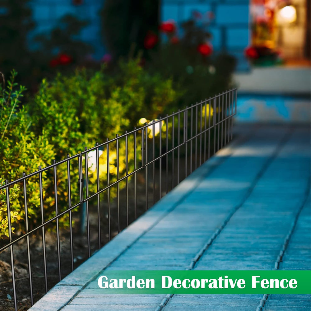 25 Pack Animal Barrier Fence, Metal No Dig Fence Panels for Garden, Black