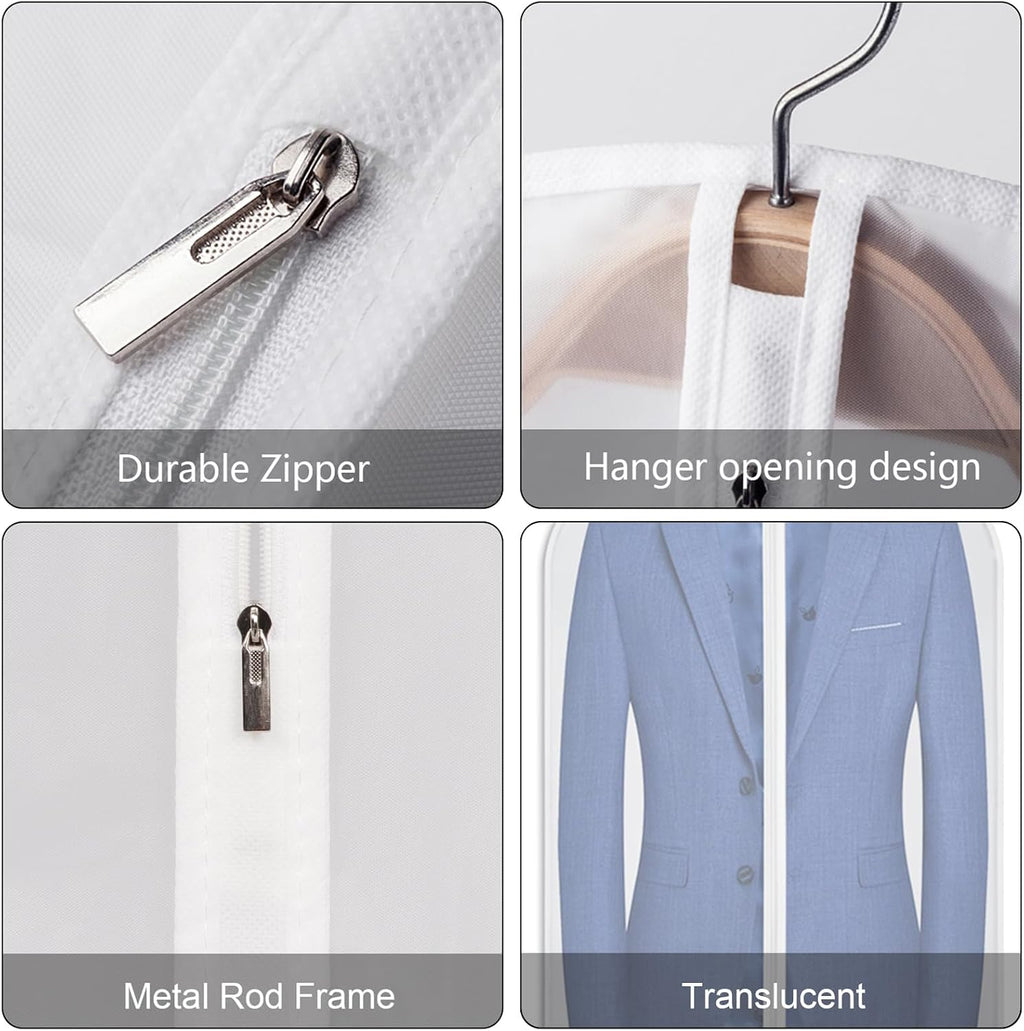 60 Inch Garment Bags 20 Pack Dress Bags for Gowns, Closet Storage | Translucent, Dust-Proof, Suit Protector Cover, Strong Zipper, For Hanging Clothes, Long Dresses, Suit, Coat
