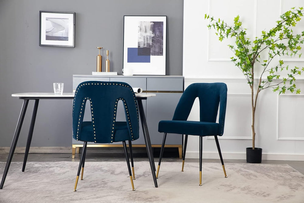 Aoowow Modern Dining Chairs Set of 6, Velvet Upholstered Side Chairs with Nai...