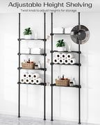 ALLZONE Adjustable Over The Toilet Storage Shelf, 4-Tier Ample Over Toilet Bathroom Organizer and Storage,Tension Mounted Above Toilet Storage Cabinet for Versatility, Fits 64-113 Inch Heights, Black