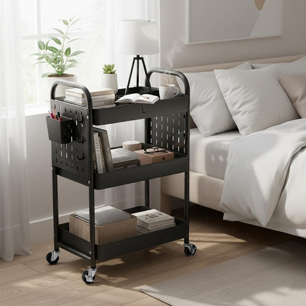 danpinera Craft Cart, Black Rolling Cart with Retractable Dividers & DIY ...