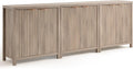 OAKHAM HOME Oxford Storage Cabinet Fluted Sideboard Buffet with Adjustable Shelves, Modern Accent Console Set of 3 (Grey)
