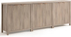 OAKHAM HOME Oxford Storage Cabinet Fluted Sideboard Buffet with Adjustable Shelves, Modern Accent Console Set of 3 (Grey)