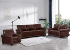 2 Piece Faux Leather Sofa Set,Modern Couch and Loveseat Sets with Storage,Mid Century Couch with Rivet Rolled Arm,Comfy Deep Seat Sofa,Furniture for Living Room,Office(Loveseat+3 Seater,Burgundy)