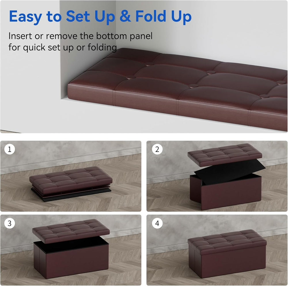BRIAN & DANY 30 Inches Storage Ottoman Bench, Faux Leather Ottoman with S...