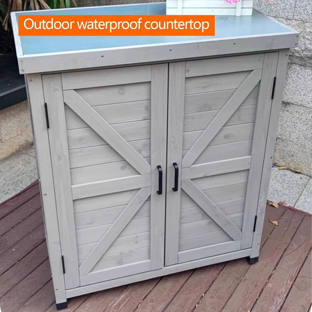 Outdoor Storage Cabinet Waterproof Small Strong Load-Bearing, Front Opening O...