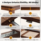 5 Piece Extendable Dining Table Set for 4-8 Person, Wooden Dining Room Table with 4 Chairs for Gatherings, Meeting for Small Kitchens, Dining Office Areas(Beige/Brown)