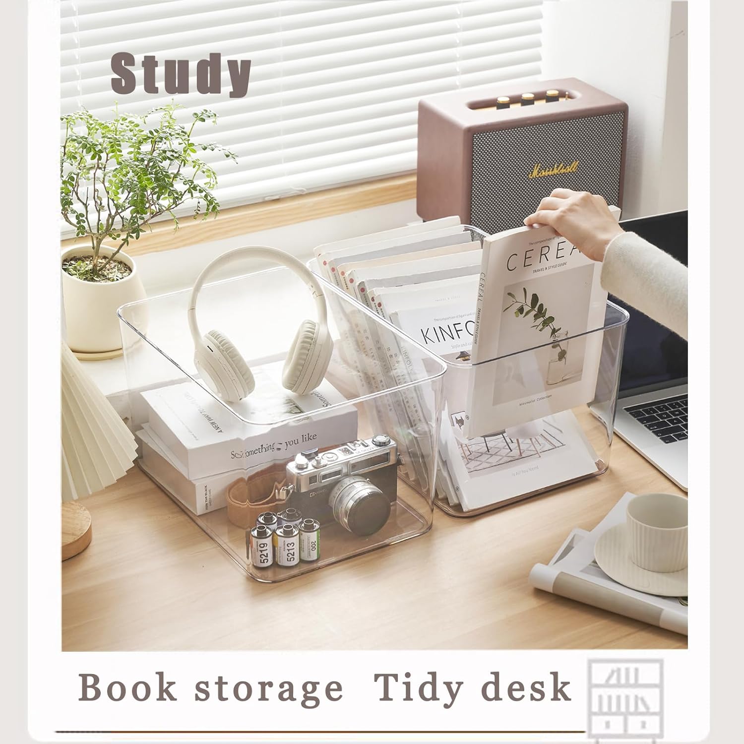Clear plastic storage bins with LIDS-4packs,storage containers for snacks, cosmetics, books, dog food, Storage Organizer for Nursery，Kitchen, Living room,Bedroom, Bathroom, Office