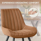 Modern Dining Chairs Set of 2,Upholstered Dining Room Chairs with Thick Cushions,Fabric Comfy Dining Chairs with Metal Legs for Dining Room Brown