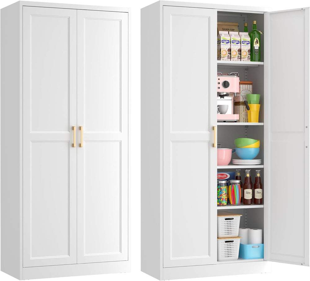 71" Tall Metal Kitchen Pantry Cabinet, Storage Cabinet with Doors | Kitc...