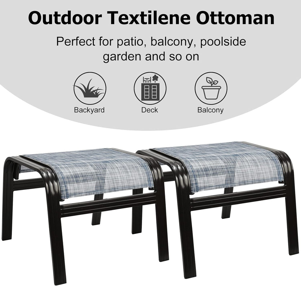 Outdoor Foot Stools Gift for Patio Ottoman Footrest Aluminum Portable Seat Wi...