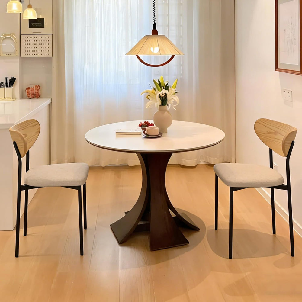 Beige Dining Chairs Set of 2, Upholstered Modern Kitchen Chairs Dining Room C...