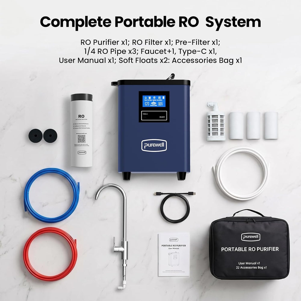 Purewell Portable Electric RO Water Filter System with UV Light,Remove PFAS