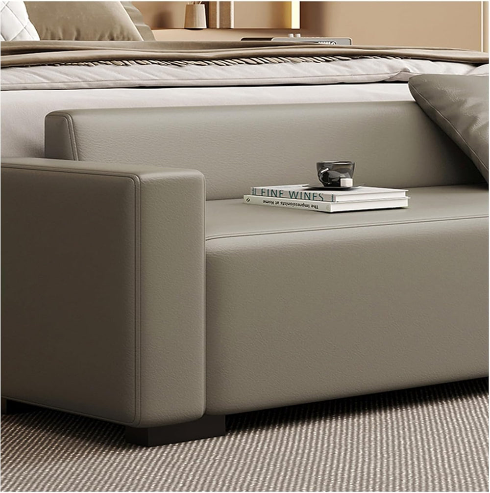 Modern End of Bed Bench for Bedroom, Entryway with Padded Seat & Solid Wo...