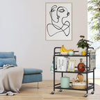 HDANI 3 Tier Metal Mesh Utility Cart,Large Capacity Multipurpose Heavy Vehicle,Rolling Trolley with to Hooks and One Basket(Black)
