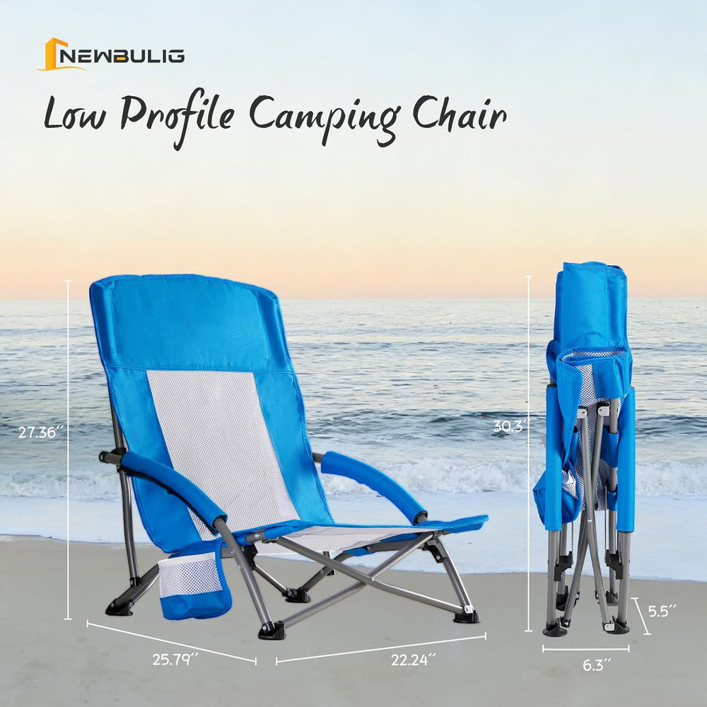 NEWBULIG Low Beach Chair – Folding Camping Chair for Adults, Low Profile Lawn...