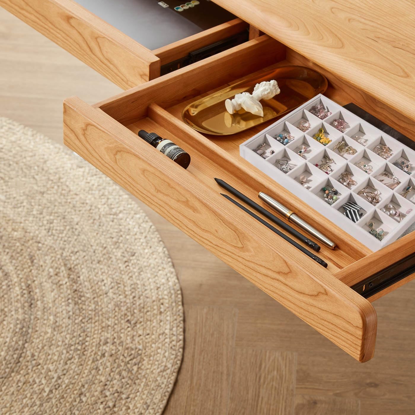 2pcs/Set Velvet Jewelry Tray, 24 Grids Large Storage Tray for Bracelet Bangle Beads Display, Jewellery Organizer Box Tray for Home Drawer or Shop Store Selling Show (Beige Velvet)