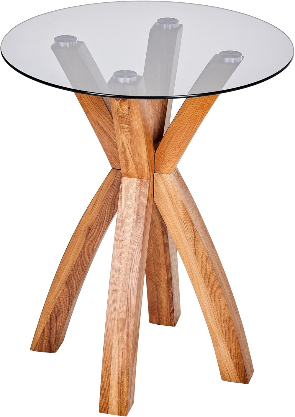 Round Glass End Table, Small Sofa Side Table for Living Room, Bedroom. Stylis...