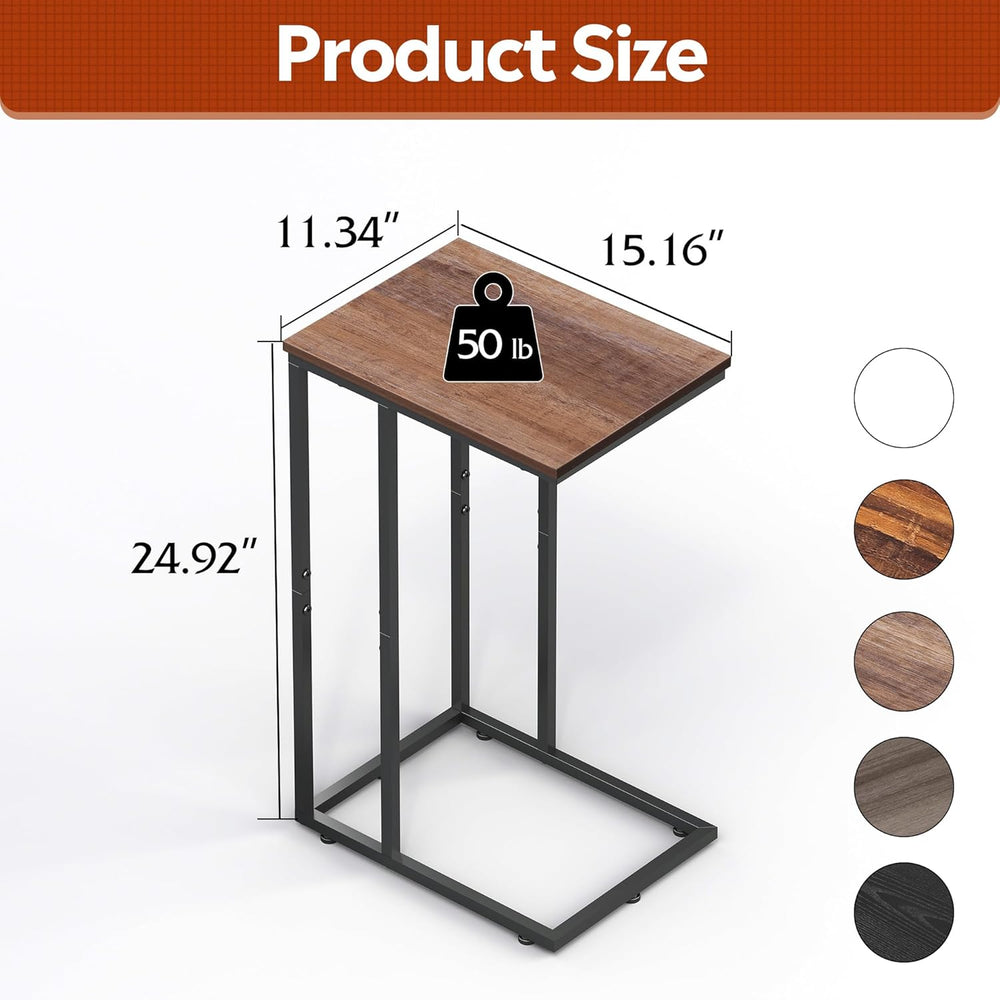 WLIVE C Shaped End Table, Small Side Tables for Sofa and Bed, Couch Table Tha...
