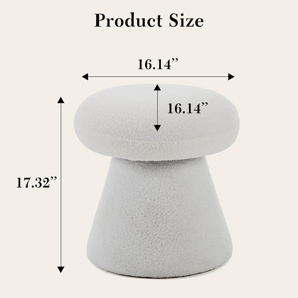 FOXHUNTER Mushroom Pouf Ottoman with 360° Rotation, White | Footstool with Sp...