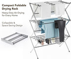 Displays By Jack Portable Collapsible Clothing Dryer Rack, Foldable Drying Rack for Clothes, Lingerie, Towels, Linens, Laundry Home Apartment Must Haves, Metal Chrome Finish