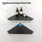 FerdY 2-Pack 10" Matte Black Recessed Corner Shower Shelf, for Tiled Bathroom Walls, Floating Shelf, 304 Stainless Steel Shower Caddy Storage Shelves, No Drilling Required, Rugby Diamond