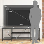 YGEOMER TV Stand for Up to 75 Inch TVs, Entertainment Center with Power Outlet and Open Storage Shelves, TV Media Console Table for Living Room and Bedroom, Black